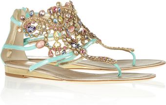 Rene Caovilla Swarovski Crystalembellished Suede Sandals - Lyst