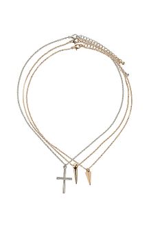 Topshop Spike Cross Necklace Multipack - Lyst