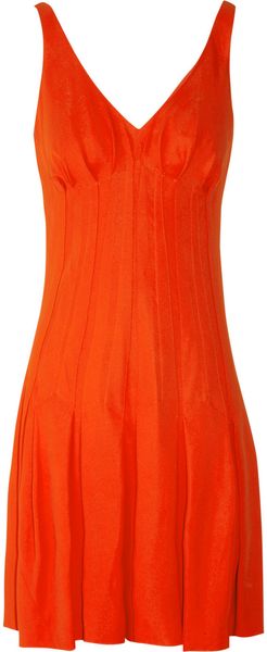 Zac Posen Pleated Crepe Dress - Lyst