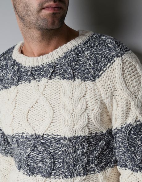 Zara Striped Twist Knit Sweater in Blue for Men (navy) | Lyst