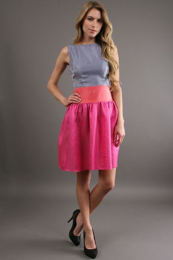 Alexia Admor Color Block Boat Neck Dress in Gray Coral - Lyst