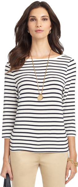 Brooks Brothers Threequarter Sleeve Boatneck Knit Top - Lyst