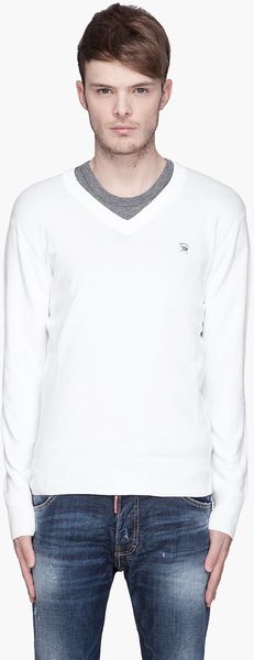 Diesel White and Blue Kmeceneo Sweater - Lyst