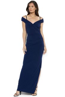 Lauren by Ralph Lauren Cap Sleeved Evening Gown - Lyst