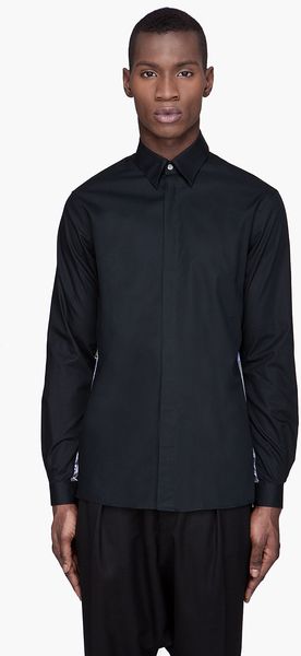 Mugler Black Iridiescenttrimmed Buttonfront Shirt - Lyst