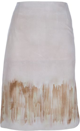Alberta Ferretti Printed Goat Skin Skirt - Lyst