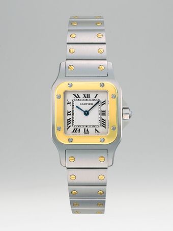 Cartier Santos Galbee Stainless Steel and 18k Yellow Gold Watch On Bracelet Small - Lyst