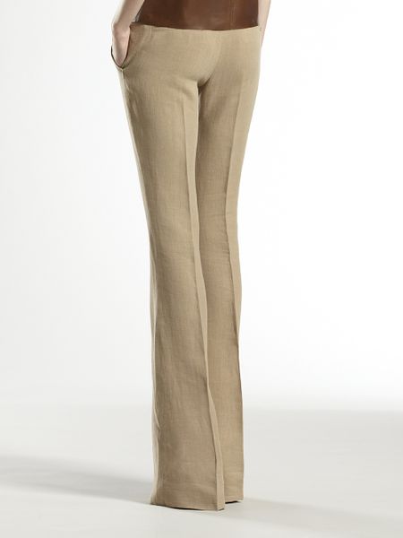 beige flared pants