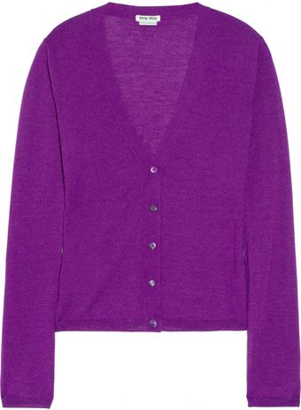 Miu Miu Cashmere and Silk Blend Cardigan - Lyst