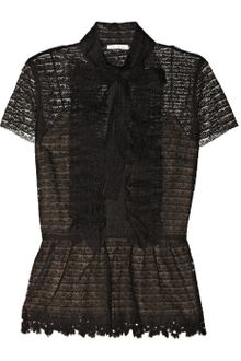 Oscar de la Renta Ruffled Lace Top - Lyst