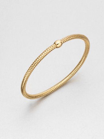 Roberto Coin Bead Accented Mesh Bangle Bracelet18k Gold - Lyst