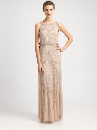 Aidan Mattox Beaded Blouson Gown - Lyst