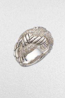David Yurman Diamond Accented Sterling Silver Woven Ring - Lyst