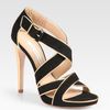 Diane Von Furstenberg Strappy Suede and Metallic Leather Platform Sandals in Black - Lyst