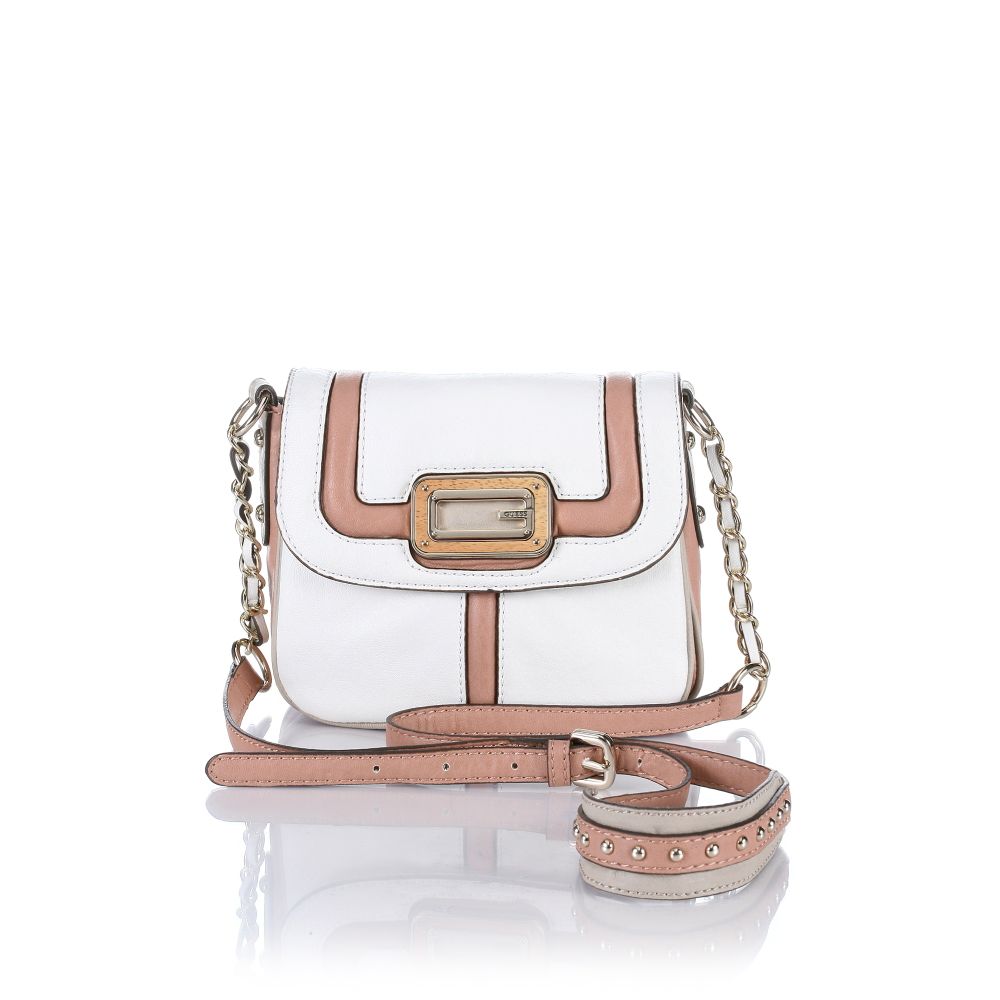 Guess Cross-Body Flap Bag in Pink (multi white)