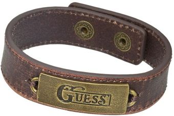 Guess Leather Logo Snap Bracelet - Lyst