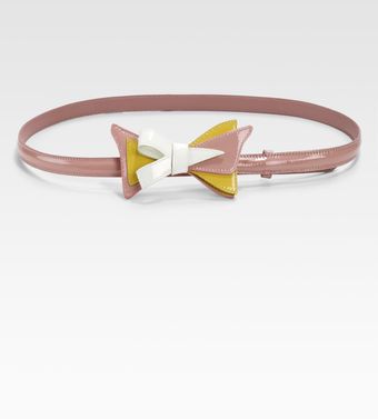 Prada Tricolored Patent Leather Bow Belt - Lyst