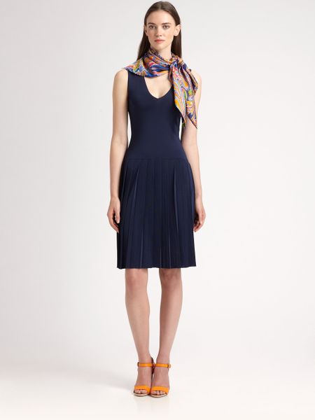 Ralph Lauren Black Label Dropwaist Pleated Dress in Blue (navy)