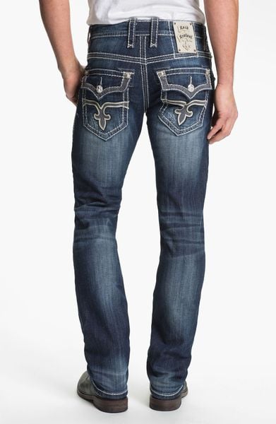 Rock Revival Rocky Straight Leg Jeans Medium Blue In Blue For Men