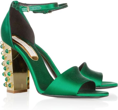 emerald green block heel sandals