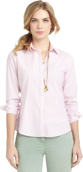 Brooks Brothers Petite Noniron Fitted Double Dash Stripe Dress Shirt - Lyst