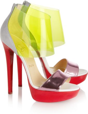 Christian Louboutin Dufoura Metallic leather Pvc and Suede Sandals - Lyst