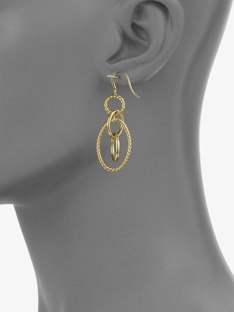 David Yurman 18k Gold Hoop Drop Earrings - Lyst
