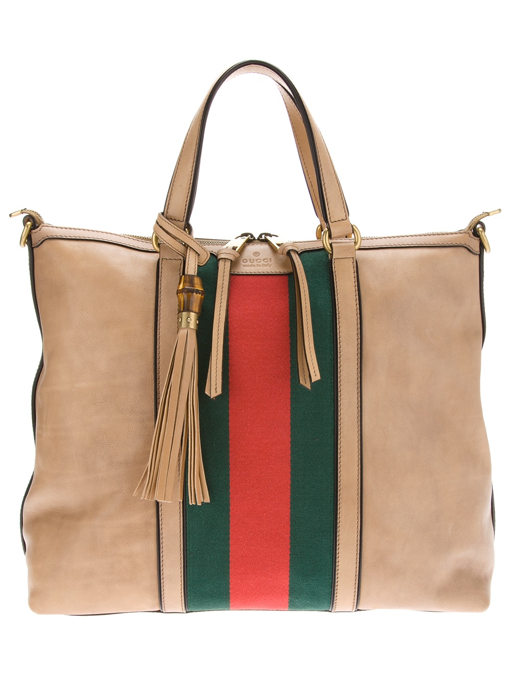Gucci Striped Tote Bag in Brown Lyst