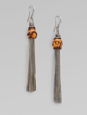 Gucci Bamboo Sterling Silver Foxtail Tassel Earrings - Lyst