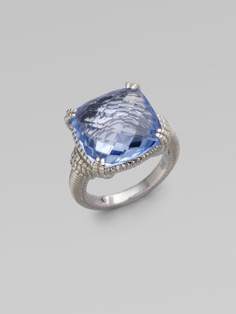 Judith Ripka Blue Quartz Sterling Silver Cushion Stone Ring - Lyst