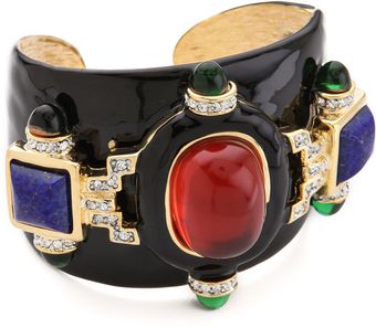 Kenneth Jay Lane Stone Embellished Deco Cuff - Lyst