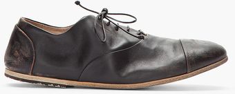 Marsell Black Worn Leather Oxfords - Lyst