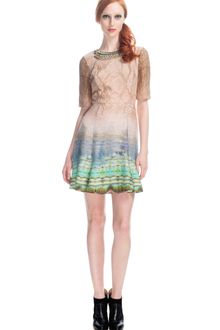 Matthew Williamson Reflective Forest Washed Silk Embellished Godet Mini Dress - Lyst