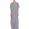 Michael Kors Striped Georgette Maxi Shirt Waist Caftan in White (midnight/opt whit) - Lyst