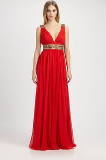 Notte By Marchesa Beaded Silk Chiffon Gown - Lyst