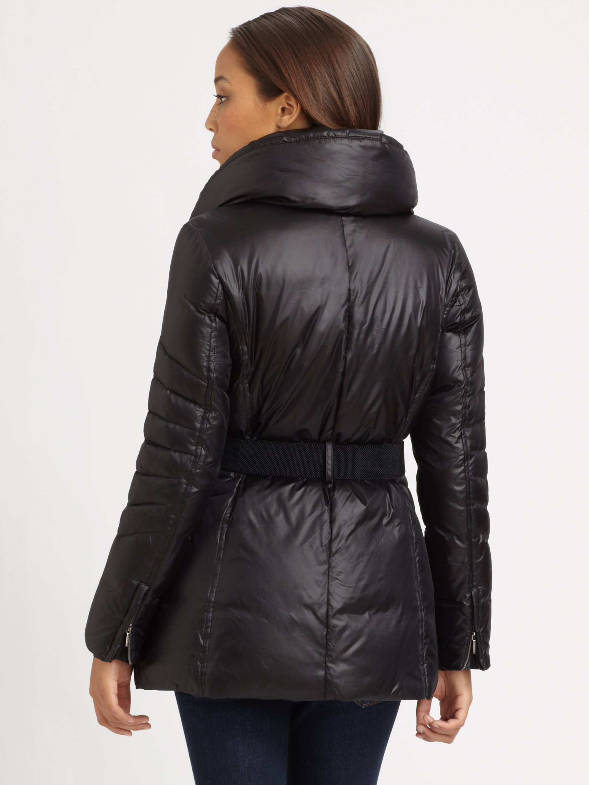 Rainforest Belted Pillowcollar Jacket in Black Lyst