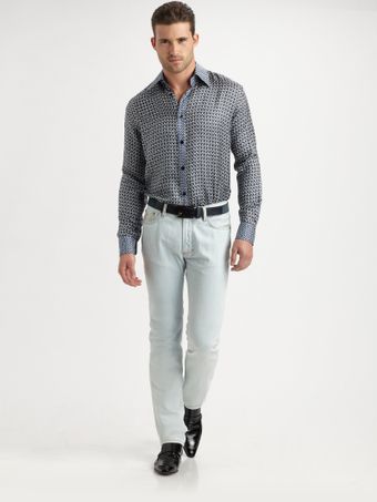 Versace Printed Silk Sportshirt - Lyst