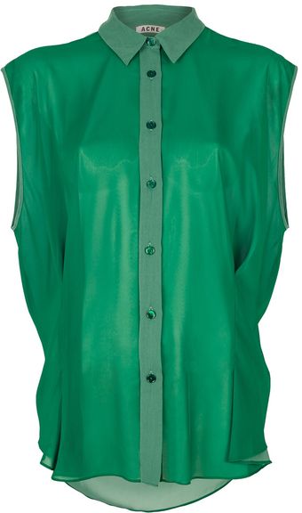 Acne Scallop Contrast Sleeveless Shirt - Lyst
