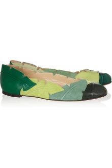 Charlotte Olympia Berverly Suede and Leather Ballet Flats - Lyst