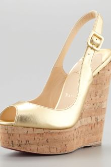 Christian Louboutin Cork Slingback Wedge - Lyst