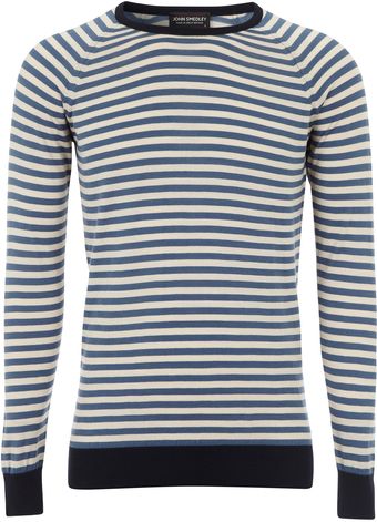John Smedley Dominic Stripe Crew Neck Jumper - Lyst