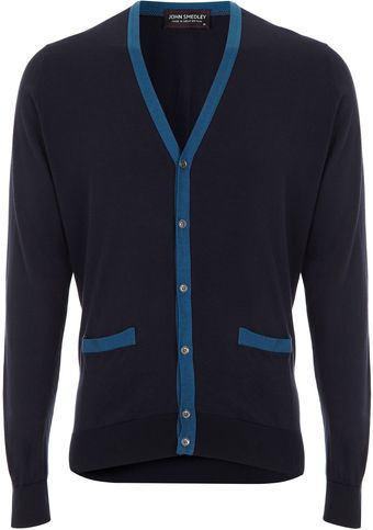 John Smedley  Louie Contrast Trim Cardigan - Lyst