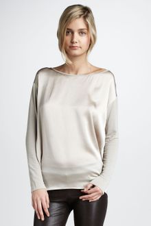 Vince Knit-sleeve Silk Tee - Lyst