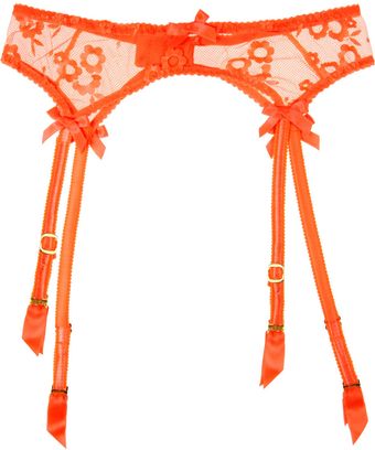 Agent Provocateur Brittnie Embroidered Tulle Suspender Belt - Lyst