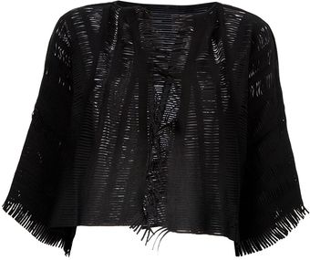 Issey Miyake Fringed Knit Cardigan - Lyst
