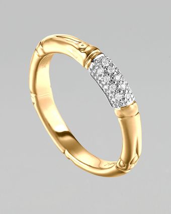 John Hardy Bamboo Slim Diamond Band Ring - Lyst