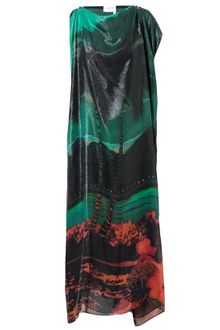 Lanvin Postcard Printed Silkblend Maxi Dress - Lyst