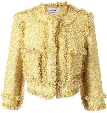 Lanvin Fringed Cottonblend Tweed Jacket - Lyst