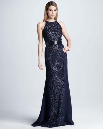 Naeem Khan Sequined Cutout Embroidered Gown - Lyst