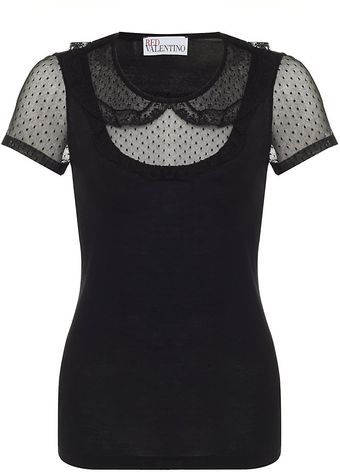 RED Valentino Tulle Insert Tshirt - Lyst